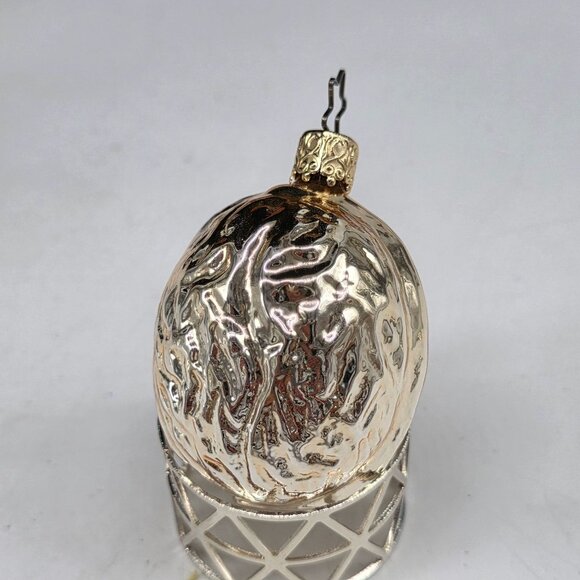 Inge Glas Walnut German Glass Christmas Ornament Silver 2" - Picture 1 of 6
